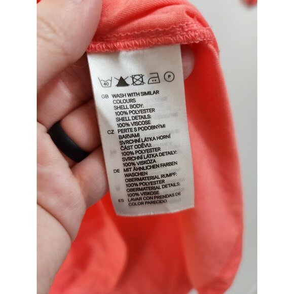 H&M Womens M Coral Pink V-Neck 3/4 Sleeve Quarter Button Blouse - Picture 5 of 5